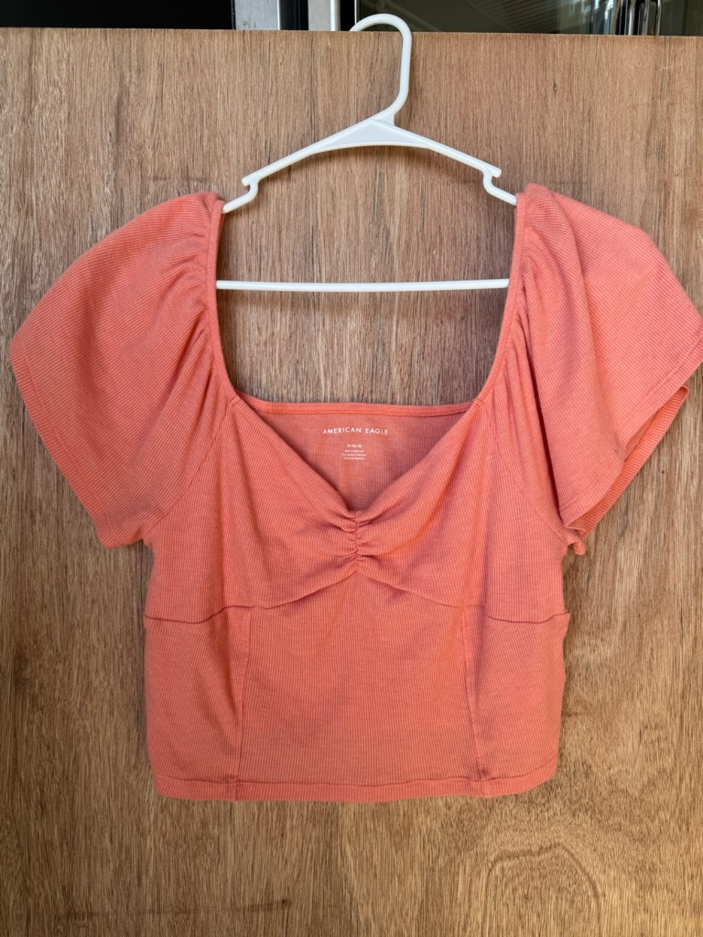 American Eagle Outfitters Coral Ribbed Crop Top